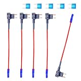 AWGUKA 5 PCS 12V Car Add-a-Circuit Fuse, with 4 x 15A Inserts, TAP Adapter Mini ATM ATO Blade Fuse Holder, Universal for Most Cars Trucks Boats (Black)