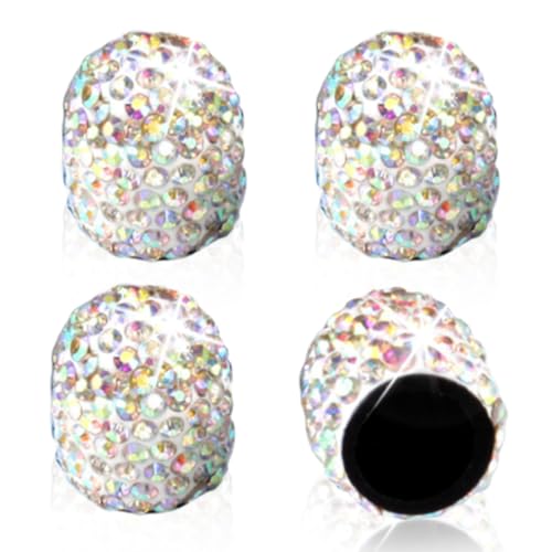 ZIMISI 4PCS Crystal Rhinestone Tire Valve Caps, Dustproof Tire Valve Stem Caps, Handmade Wheel Valve Stem Covers, Bling Car Accessories for Cars, SUVs, Bike, Trucks, Motorcycles (Colorful)