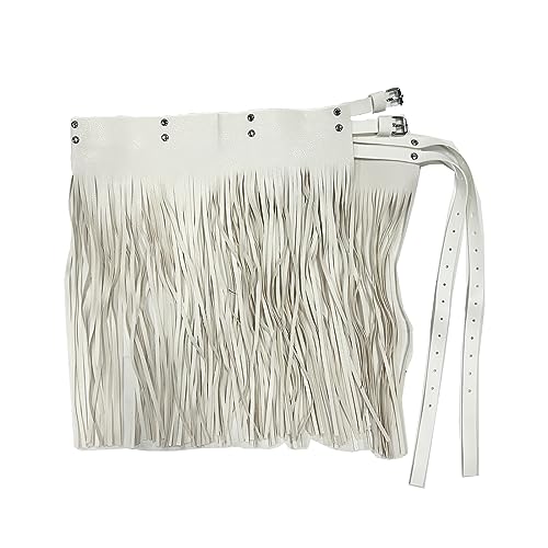 Women's Faux Leather Fringe Skirt Double Waist Belt Dress Pants Tassel Rave Dance Punk Clubwear3
