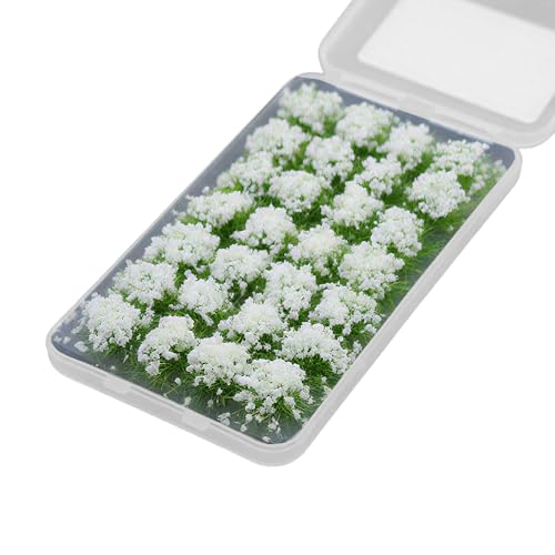 DFsucces 草 ジオラマ素材シリーズ 草むら・草丈10mm ミニチュアグラス 造形草 模型 DIY 建物モデル 装飾 風景 箱庭 鉄道模型 ジオラマ (緑・花つき・白)