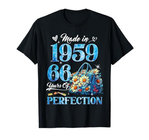 Womens 66th Birthday Floral Made in 1959 Gifts 66 Years Old T-Shirt