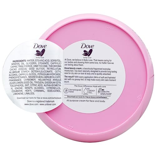 Dove Nourishing Body Care, Face, Hand, And Body Beauty Cream For Normal To Dry Skin Lotion For Women With 24-Hour Moisturization, 4-Pack, 2.53 Oz Each Jar #TOP4