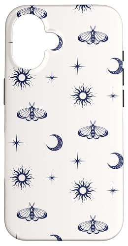 Celestial Moon, Sun, Star and Moth Pattern �X�}�z�P�[�X iPhone 16 �p