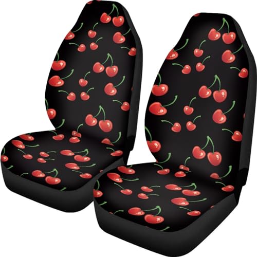 Knextrepoy Cherry Print Capas de assento de carro para assentos dianteiros conjunto de 2 para mulher