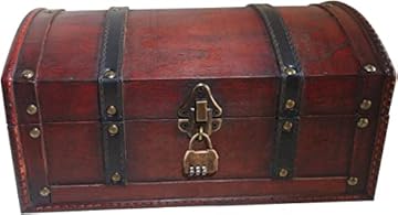 infinimo Scrigno del Tesoro, Scatola Regalo in Legno Con Serratura a Combinazione, Scatola dei Pirati, 30 x 20 x 15 cm