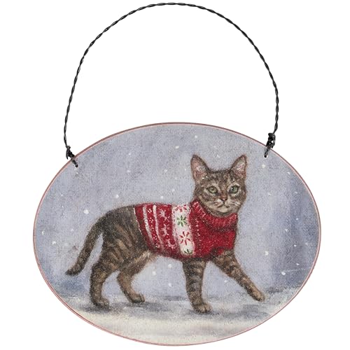 Primitives by Kathy Cozy Tabby Cat Wooden Ornament