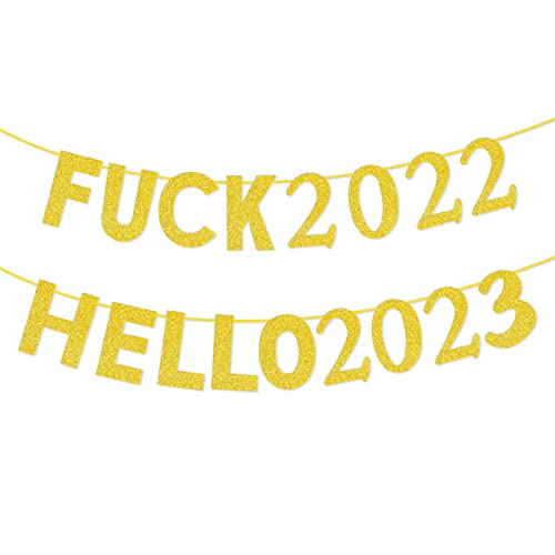 Or paillettes (or) Guirlande Happy New Year2023,Happy New Year Banner,Happy New Year Banderole Bannière,Nouvel an décoration Fournitures,Happy New Year Deco 2023,Nouvel an Fête Décoration Fournitures Cover