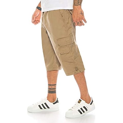 Kendindza Men's Bermuda Shorts 3/4 Length Elasticated Waistband - Brown - 48 Cover