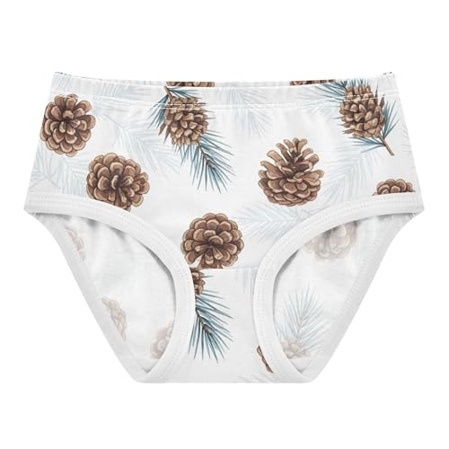 Cotton Girls Underwear Toddlers Watercolor Brown Pinecones White Panties Little Girl Designer Briefs Undies Kids 2t