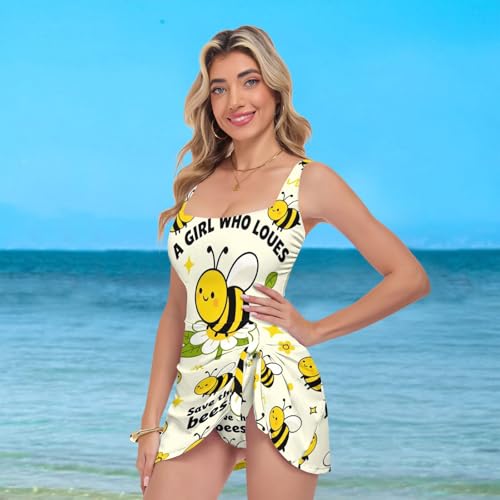 Robe de bain une pièce à bretelles larges masquant les complexes à la plage - 7
