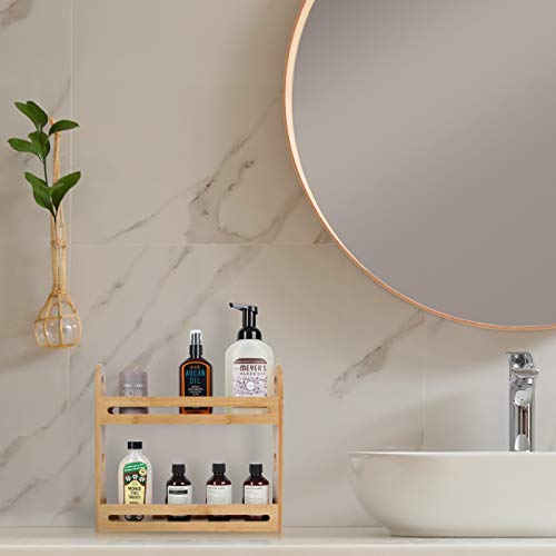 J Jackcube Design Jackcubedesign 2 Tier Bamboo Spice Rack, Wooden Spice Bottle Holder Stand Organizer For Kitchen Countertop Worktop (12.76 X 2.76 X 10.8 Inches) - Mk377A #TOP2