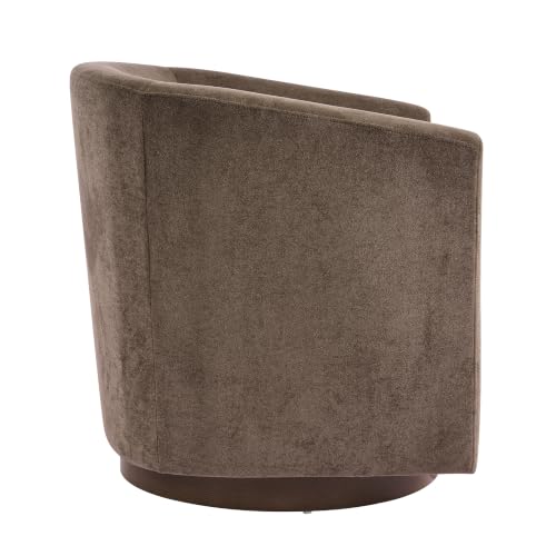 Christopher Knight Home Coles 360° Velvet Swivel Accent Chair, Living Room Barrel Swivel Chair with Iron Frame, Wooden Velvet Club Chair with Rotation, No Assembly Required, Dark Brown+Walnut by Christopher Knight Home - Used condition - Image 5