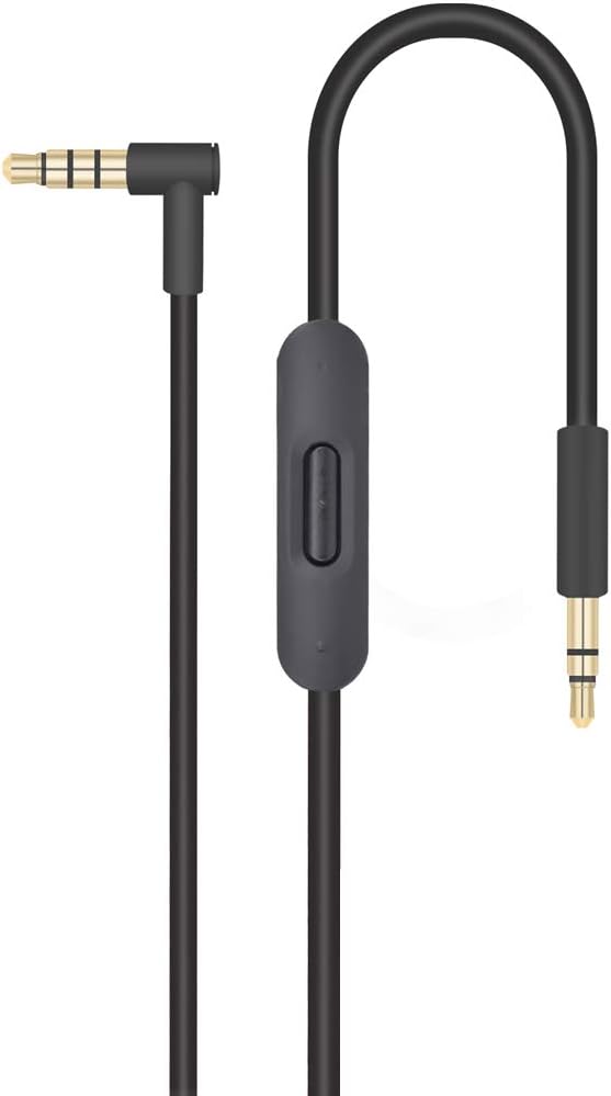 Replacement Audio Cable Cord Wire with in-line Microphone and Control Compatible with Beats Solo Solo 2 Solo 3 Solo 4 Studio Studio 3 Pro Detox Wireless Mixr Executive Pill (Black)