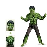 Deluxe Incredible Hulk Halloween 3-8 Boys Fancy Dress Mask Kids Cosplay Costume (S)