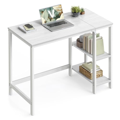VASAGLE Computer Desk, Office Desk, 100 x 50 x 76 cm, Modern Style, for Study, Bedroom, Living Room, Maple White LWD046W01