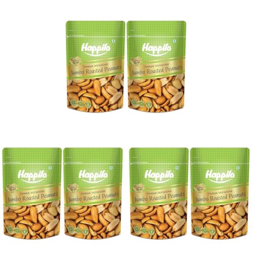 Image of Happilo Premium Jumbo Sand Roasted Peanuts 160g (Pack of 6), Rich in Protein, Fiber, and Essential Nutrients, Wholesome Snack, Rich Flavor