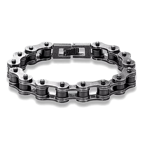 ZENSE - Gourmette chaîne de moto homme acier inoxydable noire vintage ZB0357