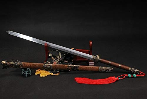 GLW Sword Tortoise Snake Sable Serpent Exorcise Evil Tai-chi Sword Carbon Steel 100% Handmade Grinding Polishing Chinese Longquan Sword Sword Jian Sharp Blade Battle Ready