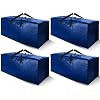 Cosy Family 4 Pack Heavy Duty Extra Large Moving Bags with Backpack Straps – Strong Handles & Zippers, Storage Totes For Space Saving, Fold Flat, Alternative to Moving Box (X-Large-Set of 4, Blue)