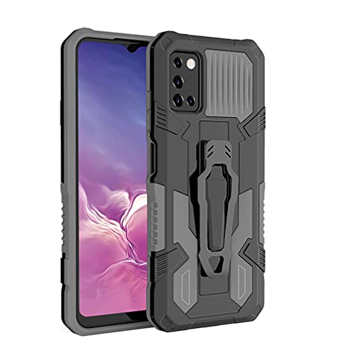Case for Samsung Galaxy A03s, TPU Shock proof Phone Case, Metal Back Clipsuitable + Stand Combination Design, Full Body Protection Cover for Samsung Galaxy A03s-Gray