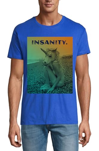 T-shirt bleu royal homme anti-déformation en coton respirant avec motif artistique