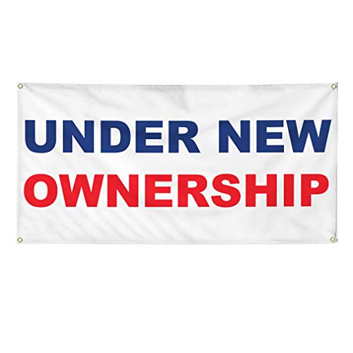 Vinyl Banner Multiple Sizes Under New Ownership Blue Red Business Outdoor Weatherproof Industrial Yard Signs 4 Grommets 12x30Inches