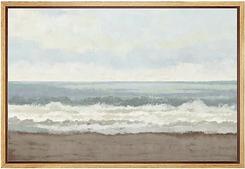 wall26 Framed Canvas Print Wall Art Ocean Wave Coastal Landscape