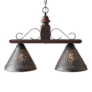Irvins Tinware 9192TESB Wellington Medium Island Light in Espresso Primitive Country Kitchen Wood Island Lighting