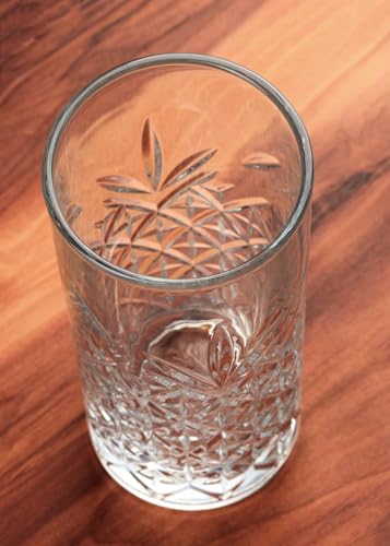 Image of Premium Crystal Water Glass Set of 6 - Highball Drinking Glasses Set for Home - Glass Set for Water Juice Shakes Mojito Cocktail Colddrinks (Chex Design)