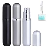 Qavhun Travel Refillable Perfume Atomizer Bottle 3-Pack 5ml Leakproof Travel Perfume Refillable Bottle (Black Gray & Silver)
