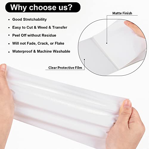 Image of VINYL FROG White Heat Transfer Vinyl Roll 12 inch x12ft Matte HTV Vinyl | White Iron on Vinyl for T-Shirts, Heat Press Vinyl for DIY Craft Designs Easy to Cut & Peel Off & Transfer