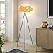 Booniture Handwoven Bamboo Tripod Floor Lamp,Boho Lotus-Shaped Woven Floor Lamps with Black Metal Stand,Standard Lamp for Living Room Bedroom Reading,Nature