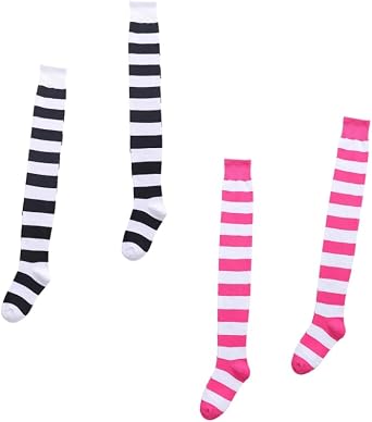 Extra Long Striped Thigh High Socks Cute Soft Cotton Over the Knee Retro