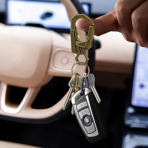 Image of Ahiller Double Locking Carabiner Clip - Zinc Alloy Mens Keychain for Keys | Unisex,Dual Press Double Lock, Anti Misopening,Heavy Duty,Suitable for Car Keys,Belt,Backpack,Hiking,Riding,Outdoor Camping
