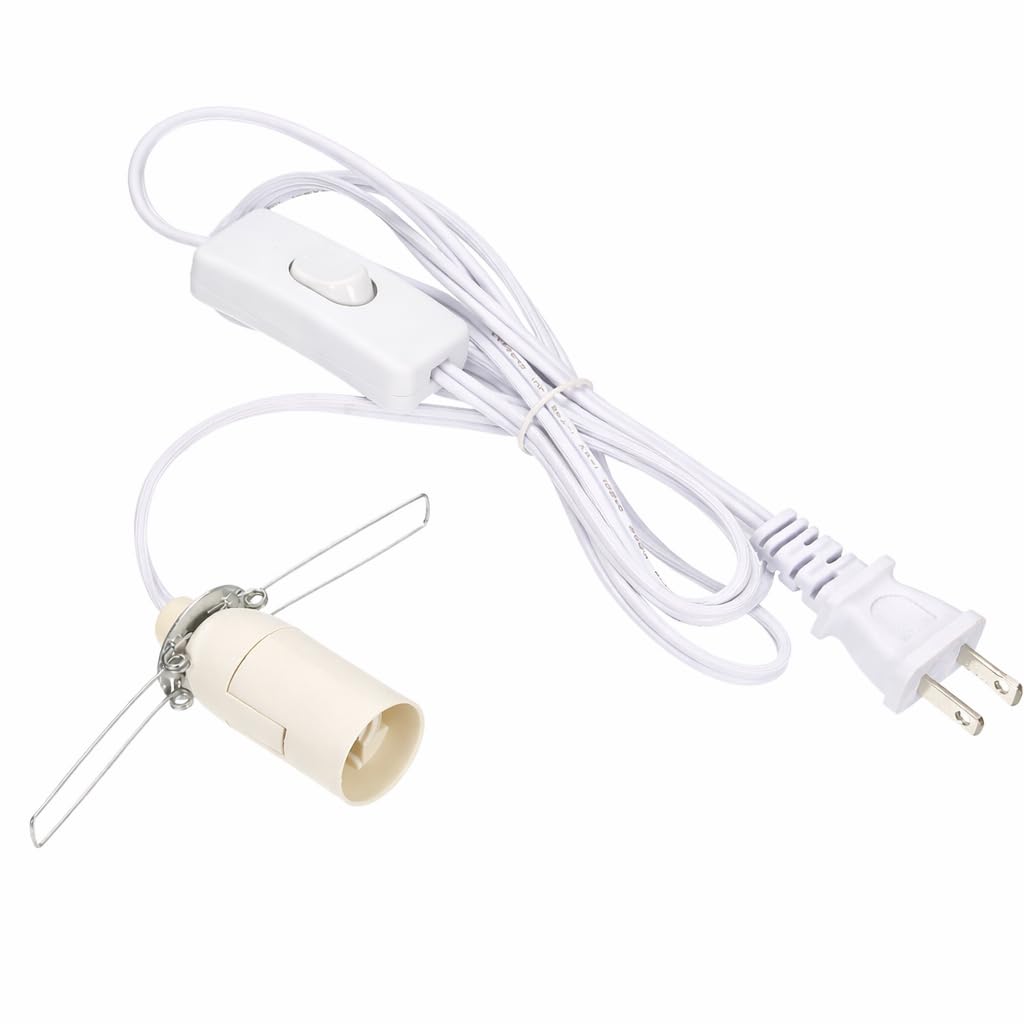 -12ft Hanging Light Socket Extension Cord with E12 Candelabra Socket - 2-Prong US AC Power Plugs for Pendant Lantern Plant Growth Lights (4)