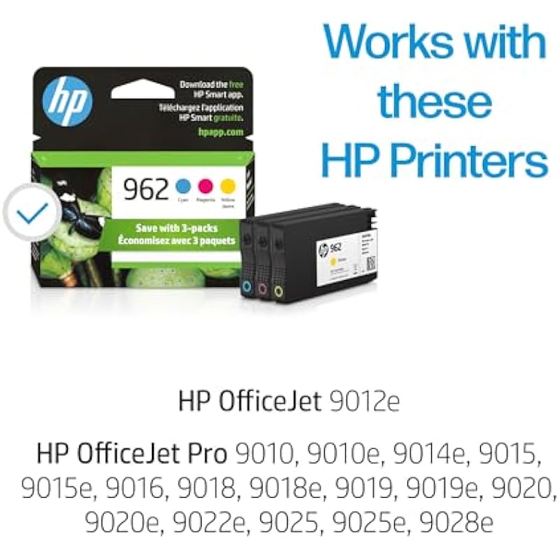 HP 962 Cyan, Magenta, Yellow Ink Cartridges for HP Printers | Works with Printer Series: OfficeJet 9010, 9020 | Eligible for Instant Ink | 3YP00AN Cyan,Magenta, Yellow 상세이미지 2