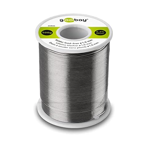 Goobay 40846 - Estaño para soldar sin plomo; ø 1,0 mm, 500 g de soldadura de marca respetuosa con el medio ambiente con un contenido de plata (Ag) de 0,3% Cover