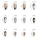 24Pcs Punk Black Press on Nails Medium Almond Fake Nails Gothic Cartoon Anime Design Goth Black White Full Cover Acrylic False Nails Glossy Reusable Design Glue on Nails for Women Acrylic Manicure