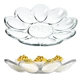 KADAX práctico Plato para 9 huevos de cristal, 21,5 cm de diámetro, hueveras, bandeja para huevos con forma de flor, transparente