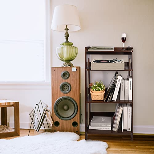 tonchean Record Player Stand, 4 Tier Wooden Turntable Stand, Modern Vinyl Record Storage Cabinet Holds Up to 200 Albums Vinyl Holder Display Shelf for Bedroom Living Room - Thumbnail 6