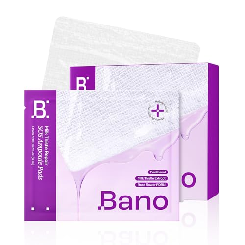Bano Milk Thistle Repair SOS Ampoule Pads for Face (40 Pads) - Calming Toner Pads & Redness Relief for Sensitive Skin | Hydrating Korean Skincare
