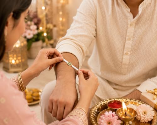 Image of M.F.H Premium Designer Rakhi for Brother | Adjustable Handmade Raki Bracelet |Traditional Raksha Bandhan Gift for Brother | Comfortable & Skin-Friendly RaKi