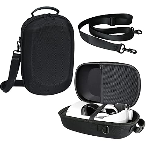 Protectvie Case with Shoulder Strap for Meta Quest 2, Black Heavy Duty VR Carrying Travel Bag for Quest 2 Elite Headset Accessories Portable Hard Storage Case Cover