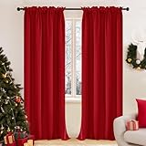 Deconovo Red Blackout Curtains Rod Pocket Drapes Window Curtains for Bedroom True Red 42W x 84L Inch 2 Panels