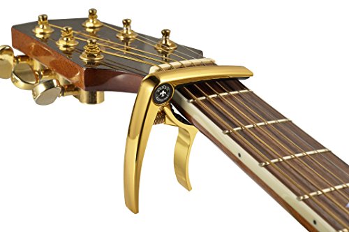 Guitar Capo Deluxe For Guitars, Ukulele, Banjo, Mandolin, Bass -Made Of Premium Quality Zinc Alloy For 6 & 12 String Instruments - Luxury Accessories Nordic Essentials&Trade- (Gold) #TOP1