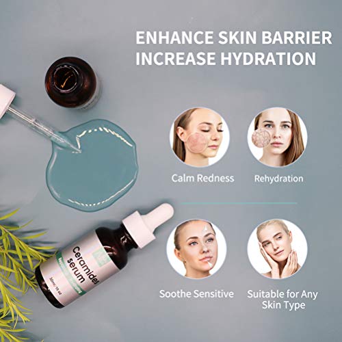 Ceramide Face Serum With Hyaluronic Acid, For Line Erasing, Wrinkle Correction, Skin Barrier Repair, Soothe Cracked And Redness, Anti Aging Ceramide Serum, 1 Fl.oz #TOP3
