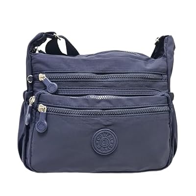 COVERI COLLECTION Borsa a Tracolla Donna in Nylon Tecnico, Tracolla Regolabile, 3 Tasche Frontali con Zip, Dimensioni 27x22x10 cm, Modello 22181-N (BLU)