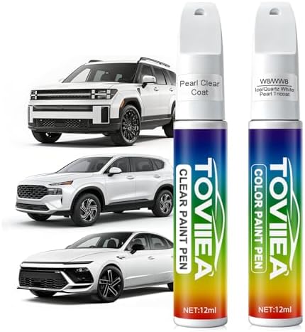 TOVIIEA Ice/Quartz White Pearl Tricoat(W8/WW8) Touch Up Paint Compatible with Hyundai,2-In-1 Car Paint Scratch Repair Pen,Car Paint Scratch Repair Kit for Scratches,Chips & Nicks,2-PCS SET