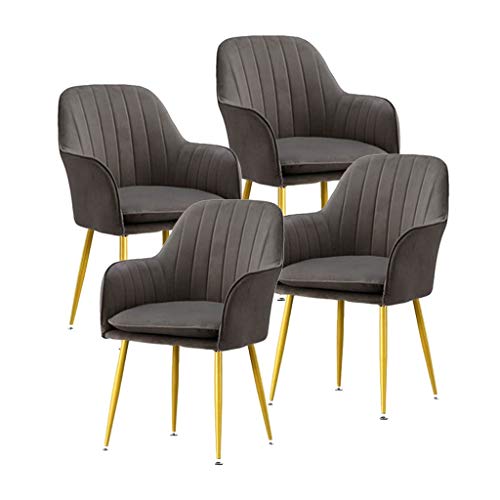 SJIALEN Soft Velvet Dining Chair,Sturdy Metal Legs for Office Lounge Dining Kitchen Bedroom Study Lounge Chairs Kitchen Chair (Color : Gray-B, Size : 4pcs)