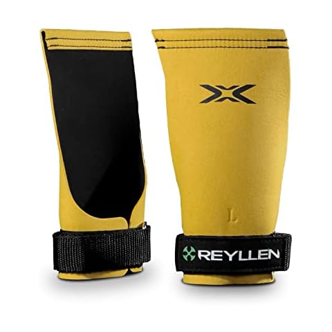 Reyllen® Series 2 BumbleBee X Gymnastic Grips, Fingerless Hand Grips Strengthener for Crossfit, Weightlifting, Powerlifting, Athletes Palm Protection Hand Guards, Fitness Workout Equipment (Large) Cover